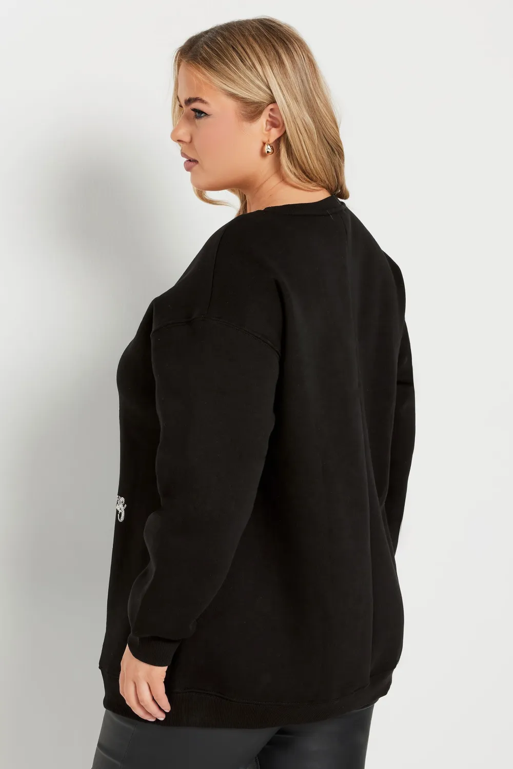 YOURS Curve Black Sequin Embellished 'Merry Christmas' Sweatshirt