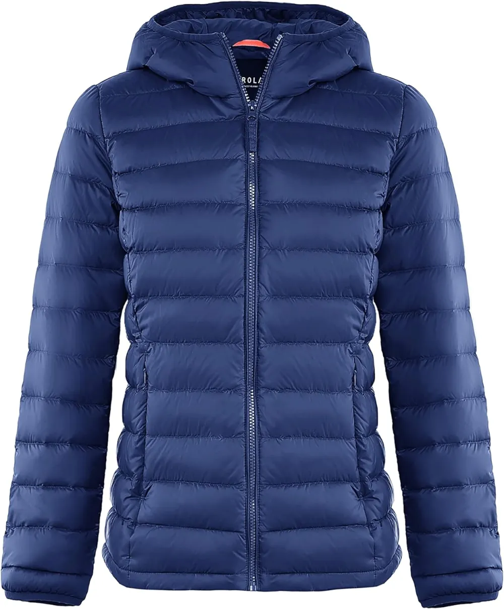 Women's Lightweight Packable Down Jacket Quilted Puffer Coat with Stand Collar