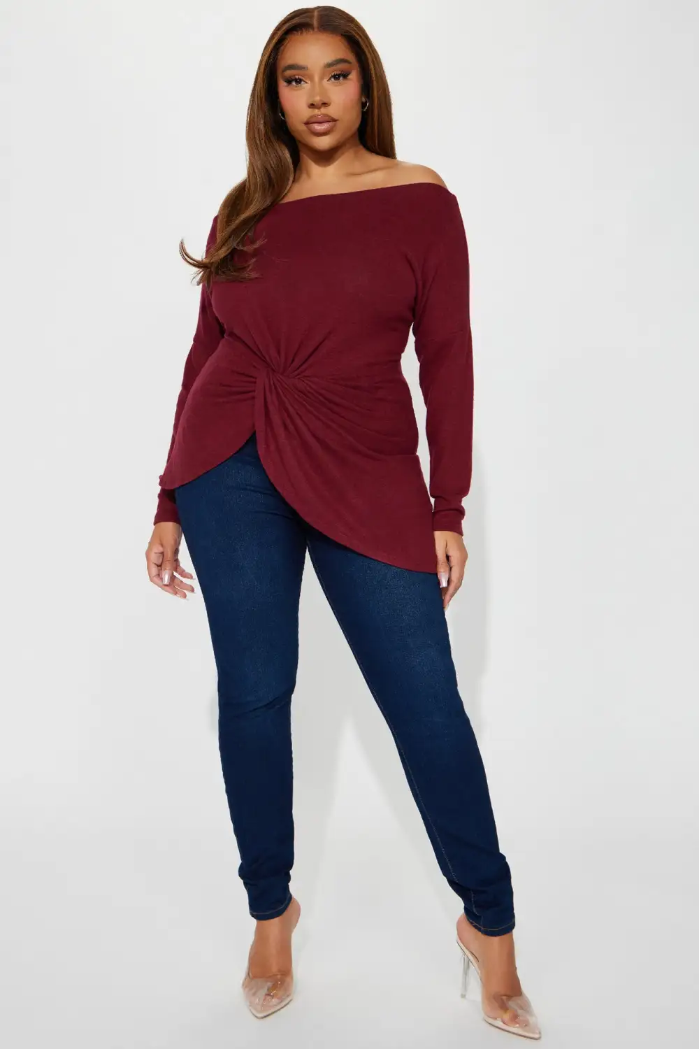 Simply Flawless Off Shoulder Top - Wine