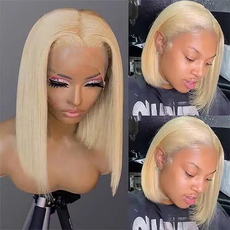 #613 Blonde Straight Bob Wig 7x6  Human Hair Wigs
