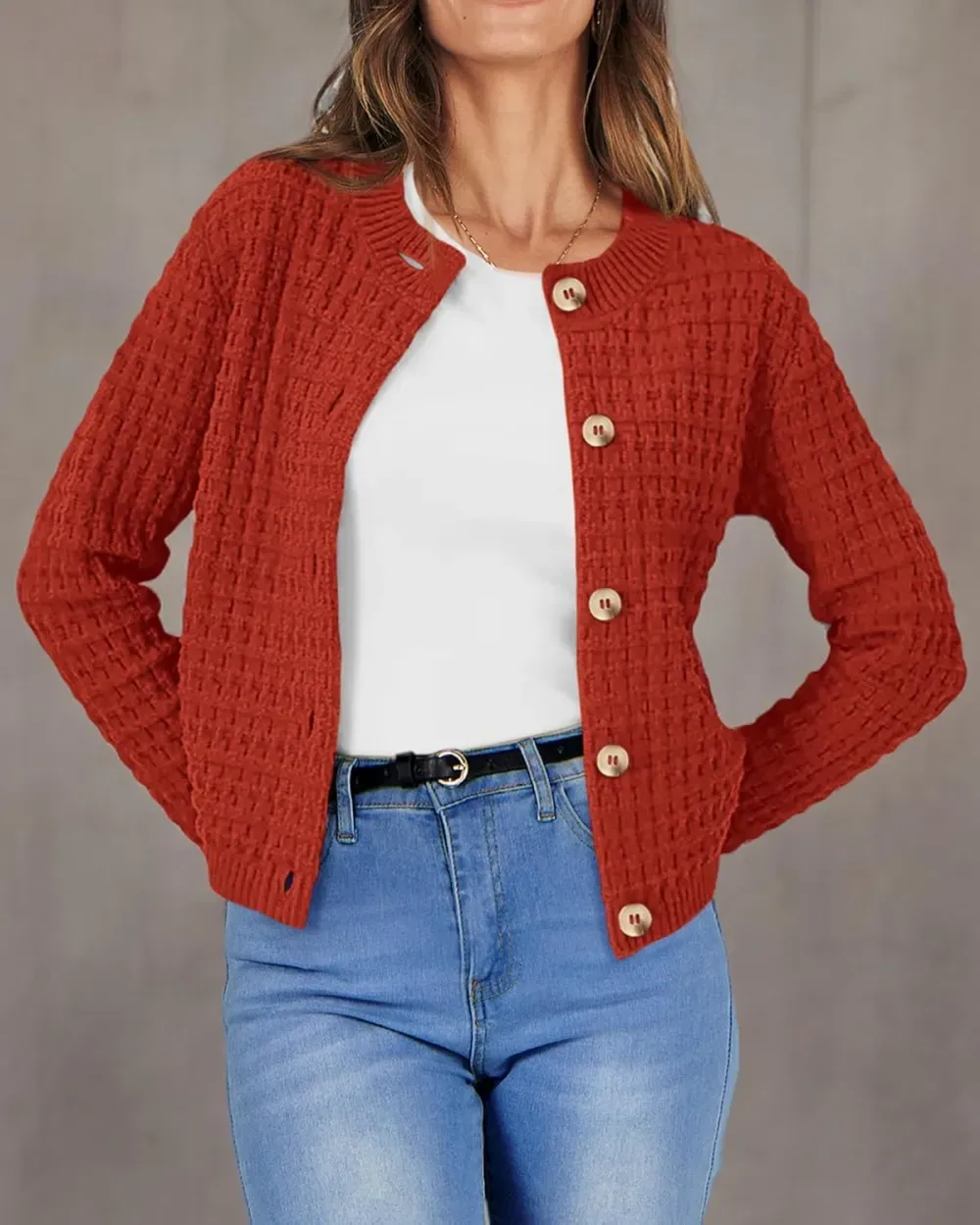 Women's Knit Cardigan Sweaters Casual Long Sleeve Open Front Button Down Trendy Jackets Outerwear