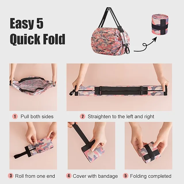 Women's Shoulder Bag Duffle Bag Nylon Shopping Daily Zipper Large Capacity Waterproof Foldable Solid Color Geometric Color Block Pink camouflage Diamond pattern Yellow dots