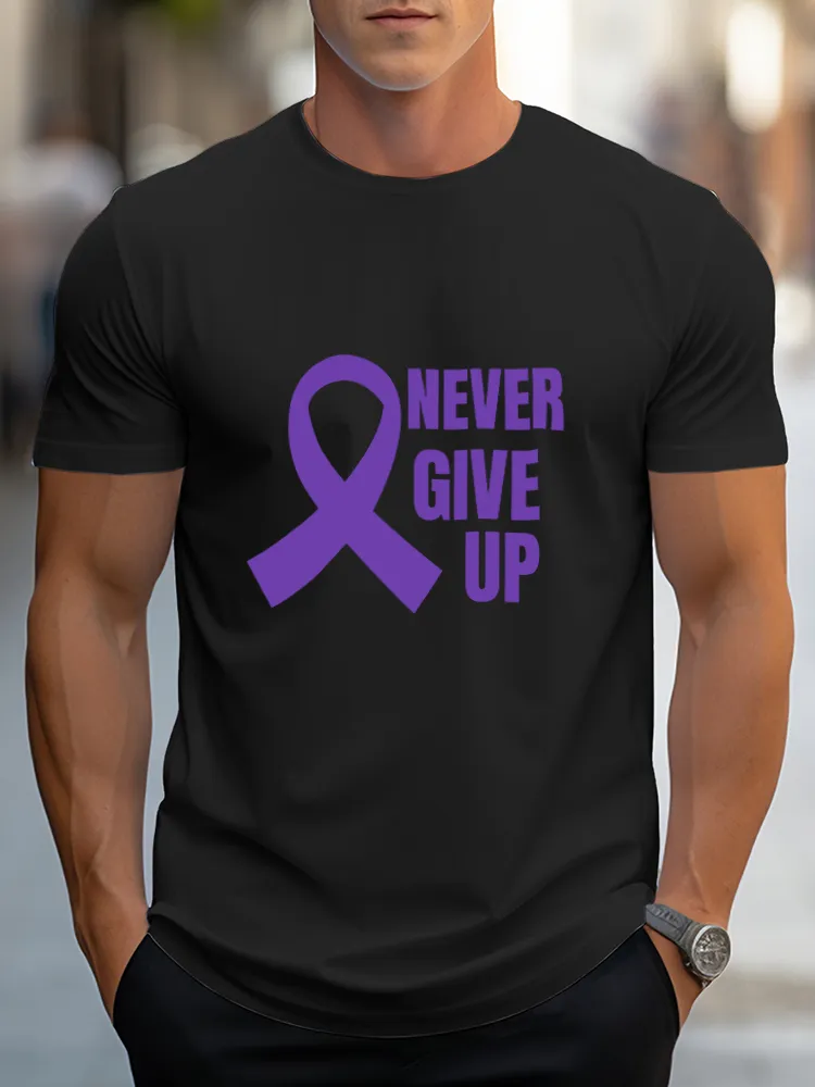 Men'S Round-Neck Short-Sleeved T-Shirt Never Give Up Prints