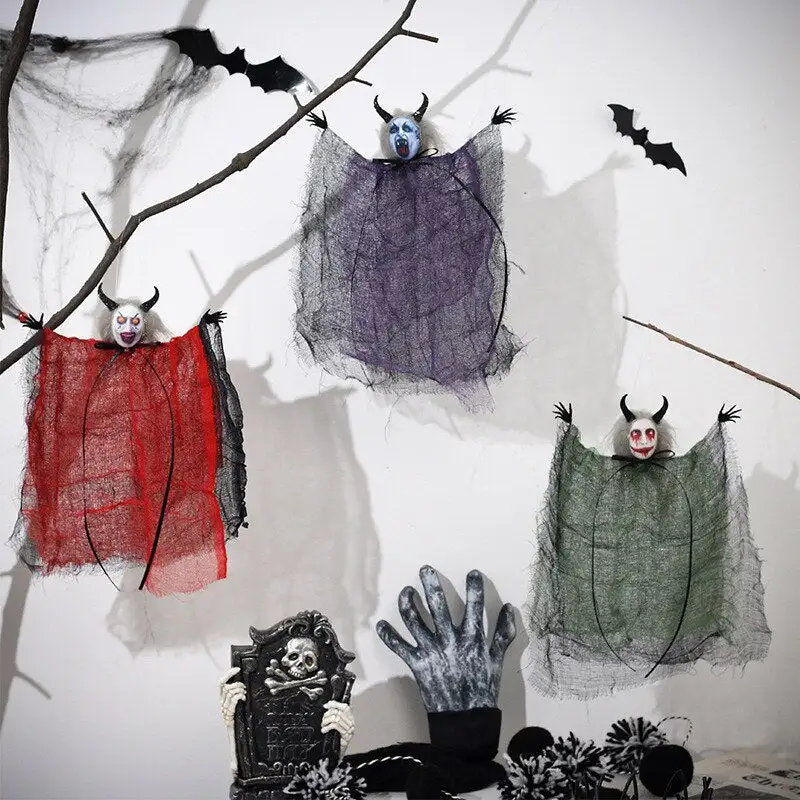2023 Halloween Horror Mask Ghost Pendants Fright Demon Devil Doll Pendants Ghost Festival Happy Halloween Party Decor For Home