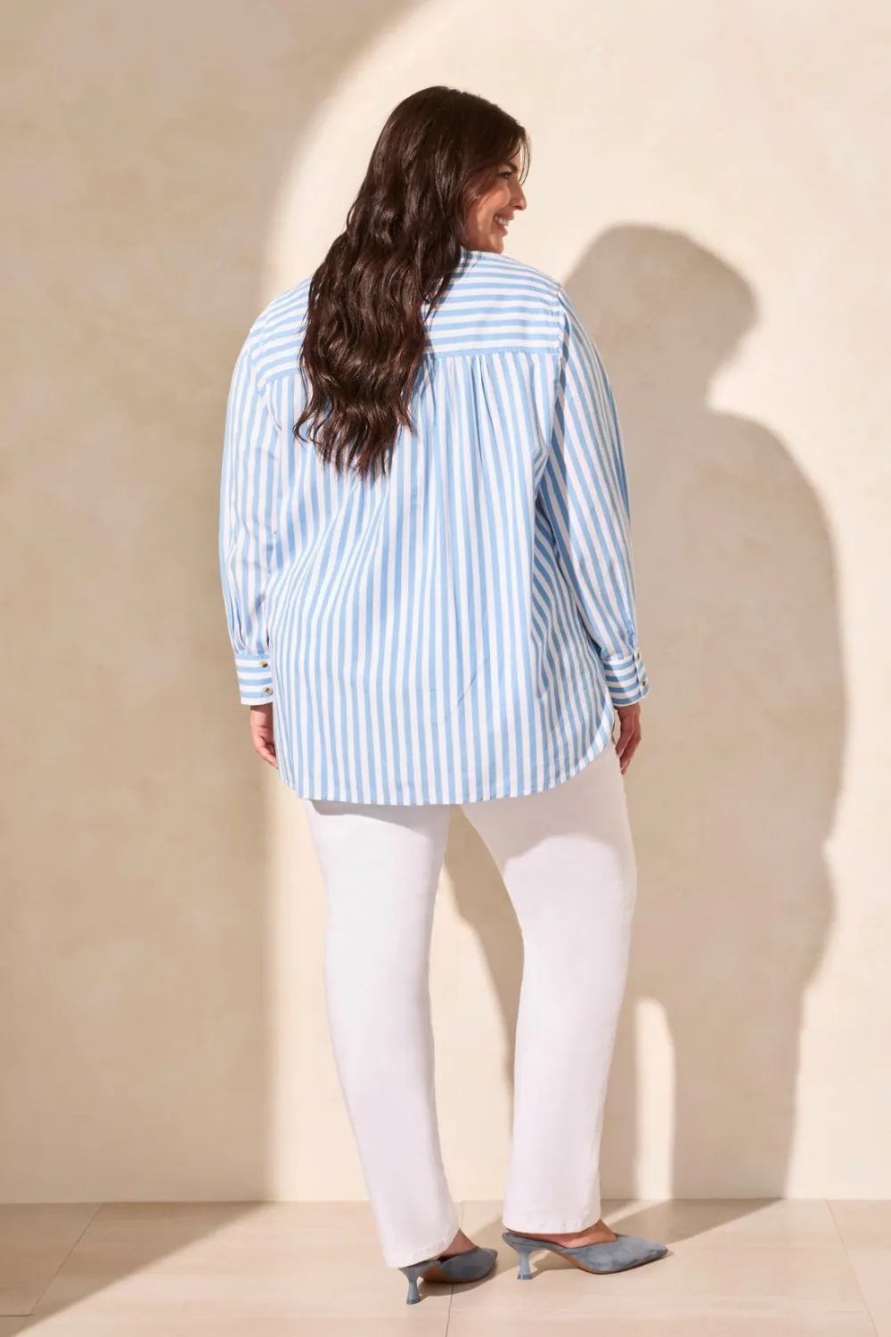 Stripe Button-Front Shirt-Deep Sea