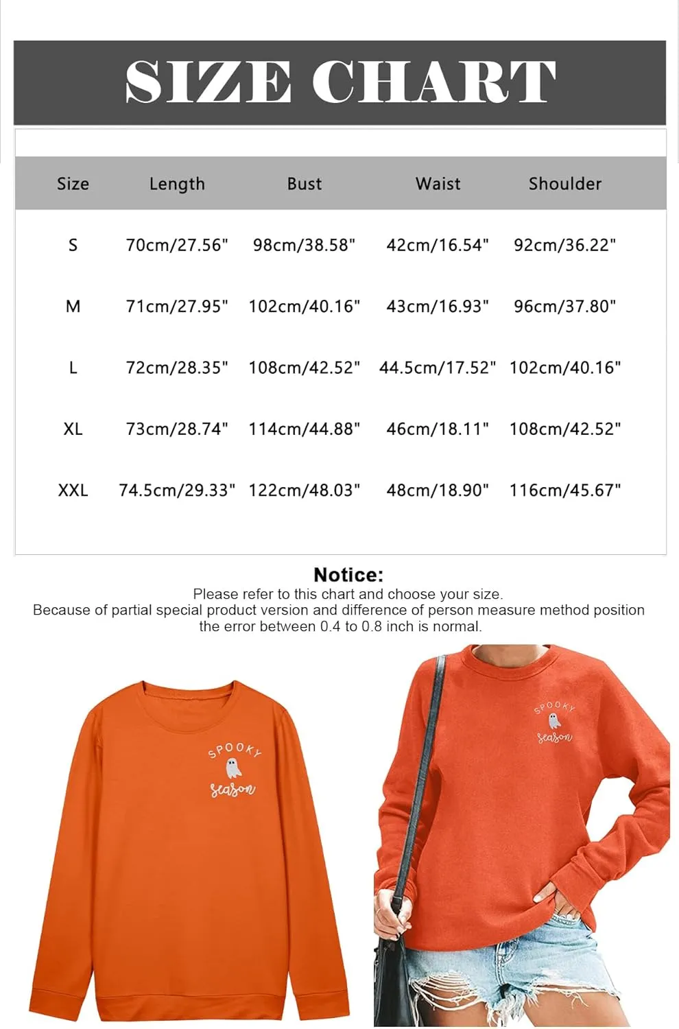 LOTUCY Halloween Sweatshirt Women Cute Spooky Season Sweatshirts Ghost Fall Embroidered Sweater Pullover Top