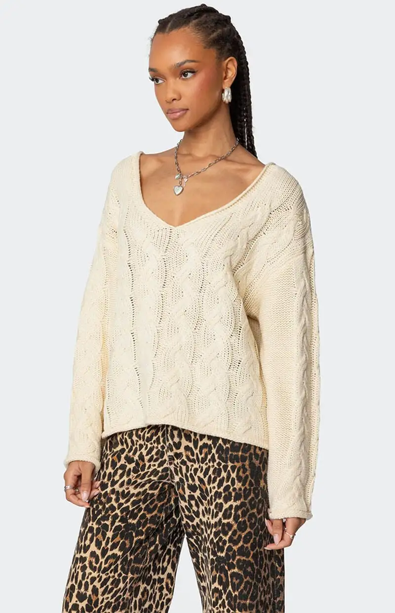 Edikted Inga Oversized Cable Knit Sweater