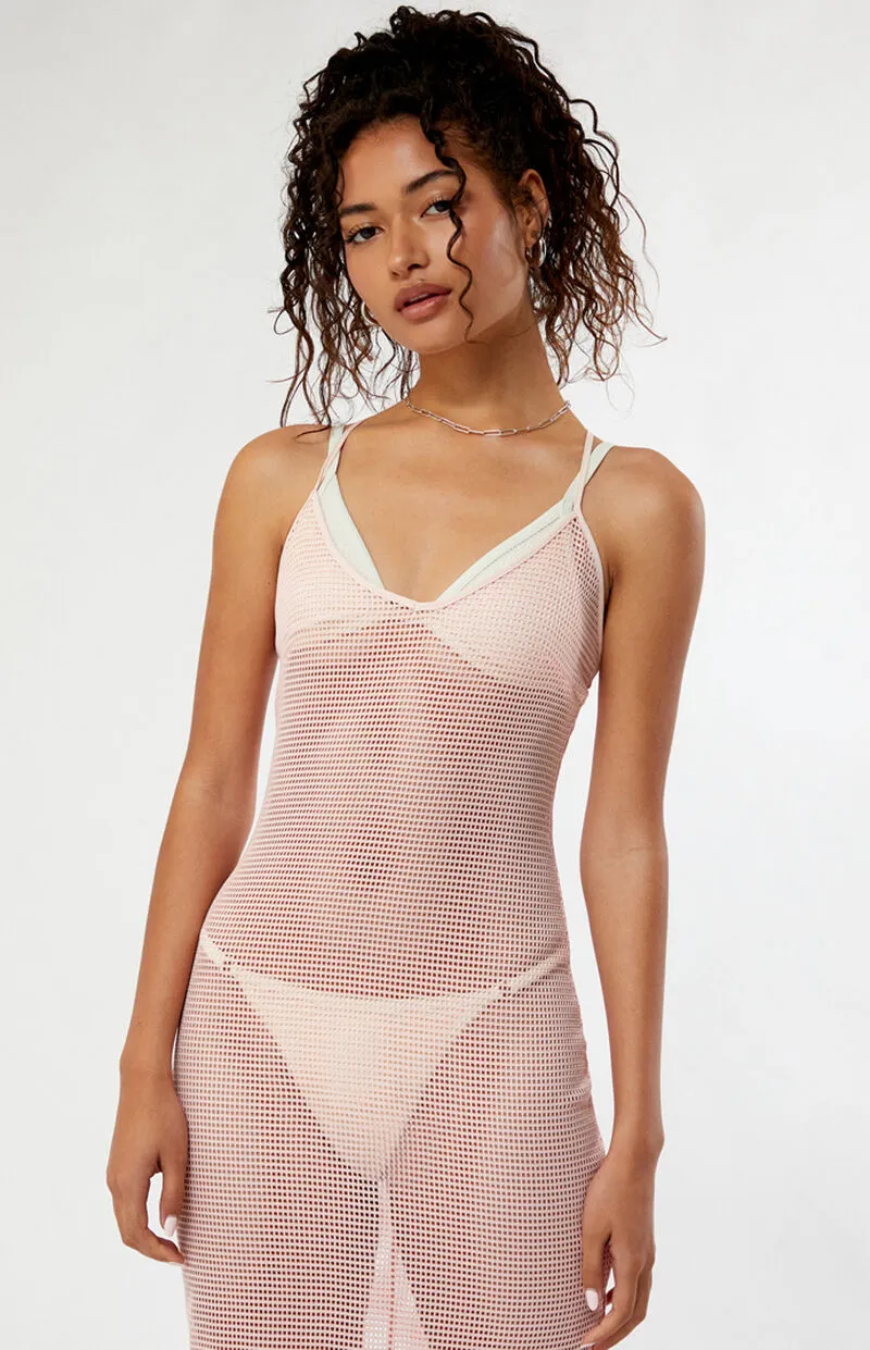 LA Hearts Mesh Tie Back Midi Dress