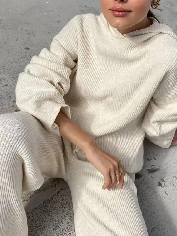 Women's Fashion Streetwear Daily Hoodie Sweatpants Long Sleeve Crew Neck Plain Drawstring Casual Daily Black White Blue Fall Regular Fit