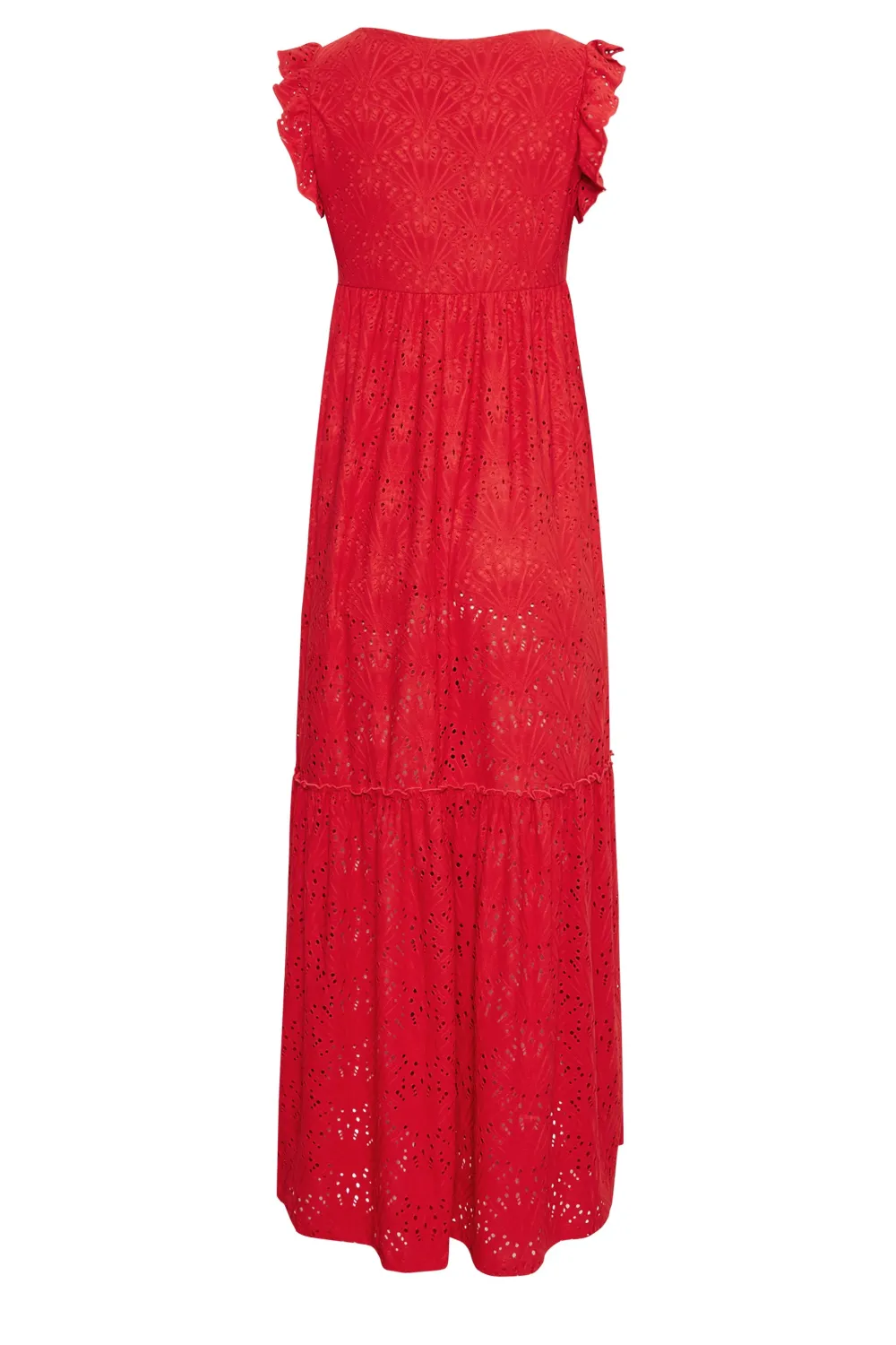 LTS Tall Red Broderie Anglaise Frill Maxi Dress