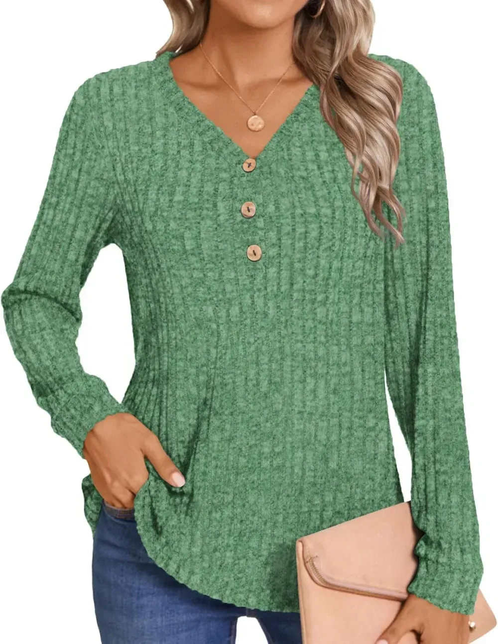 HOTGIFT Womens 2024 Fall Winter Tunic Tops Long Sleeve Casual T-Shirts Soft Comfy Stripe Blouse Lightweight