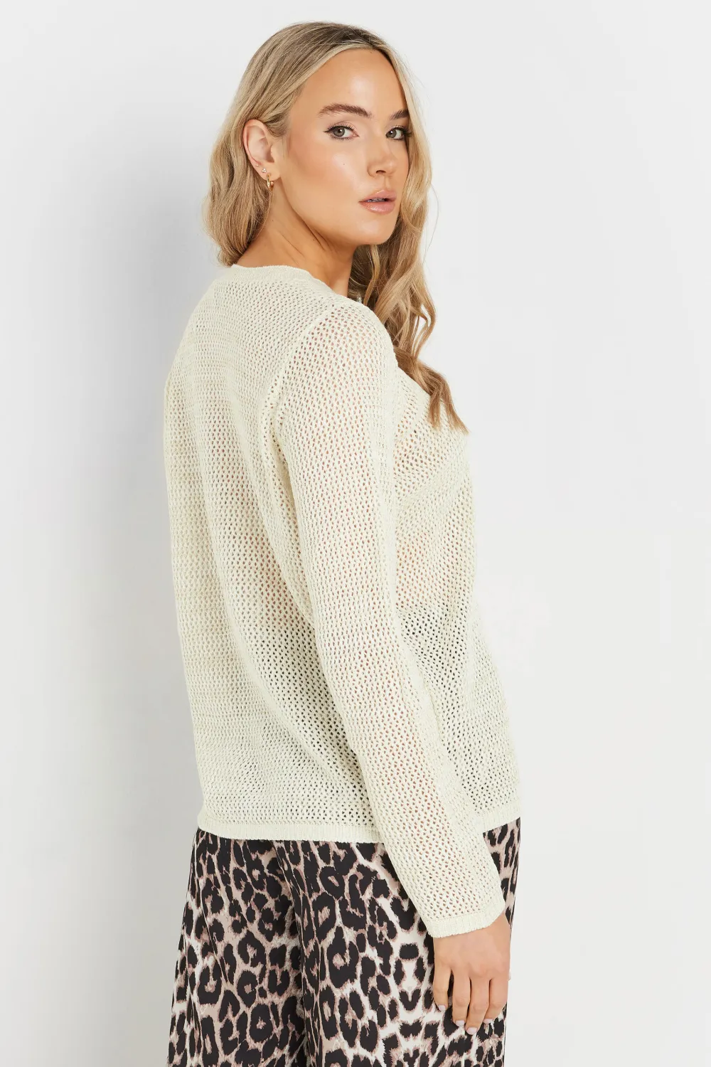 LTS Tall White Metallic Pointelle Jumper