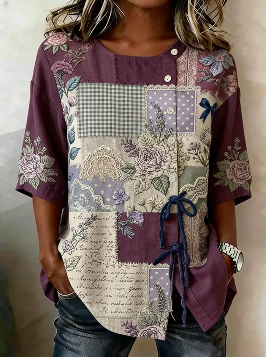 Women's Nashville Floral Patchwork Printed Top