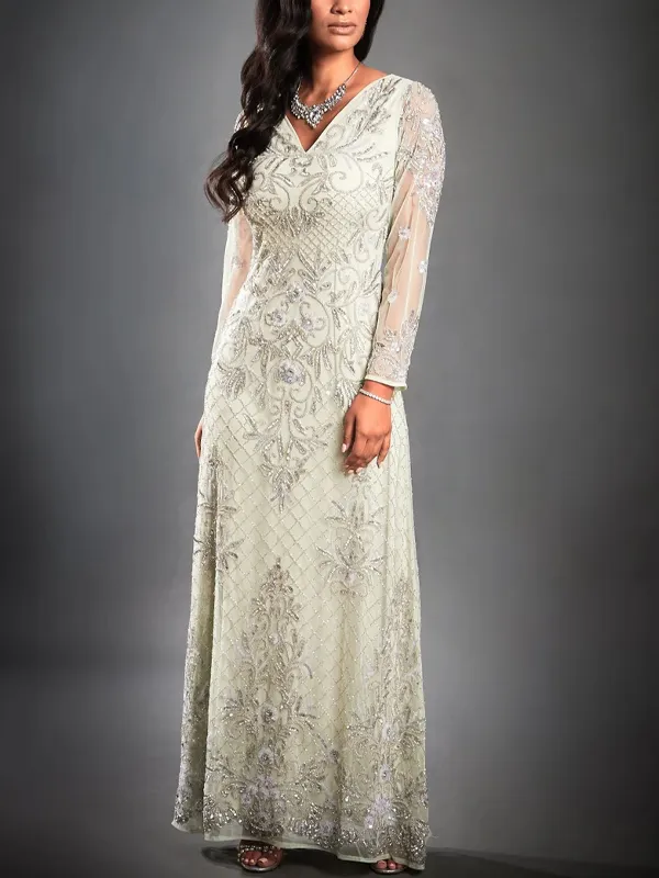 Floral Mint Green Plain Dress Long Dress