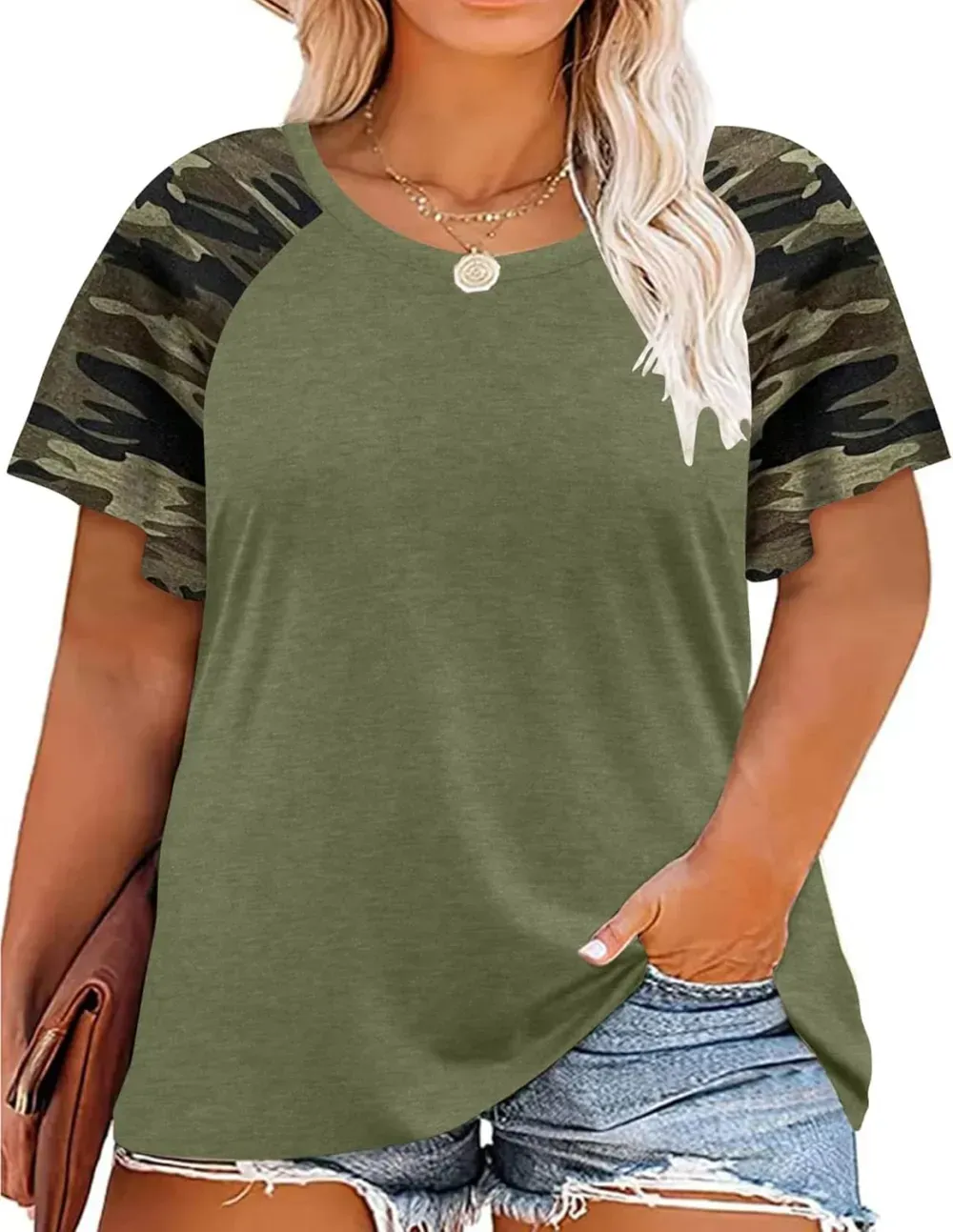 HDLTE Womens Plus Size Tops Floral Bell Sleeves Blouses Summer Crewneck Tunic Loose Casual T Shirts