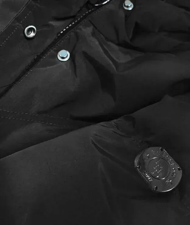 WATERPROOF WOMEN'S PARKA WITH CUT ON THE SIDES, black