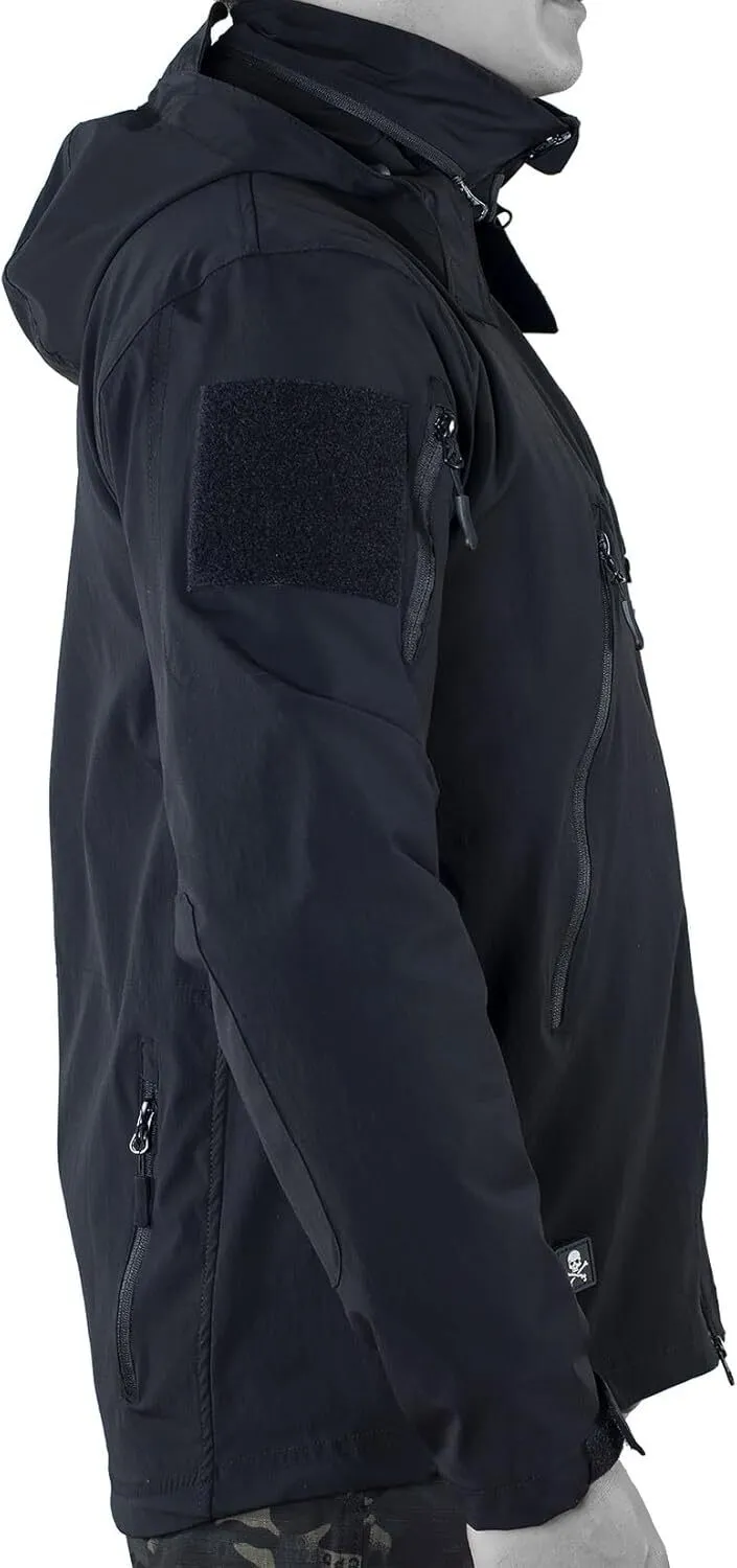 Mens Tactical Soft Shell Full Zip Jacket Lightweight Black Army Combat Coat Special Ops Airsoft Gear