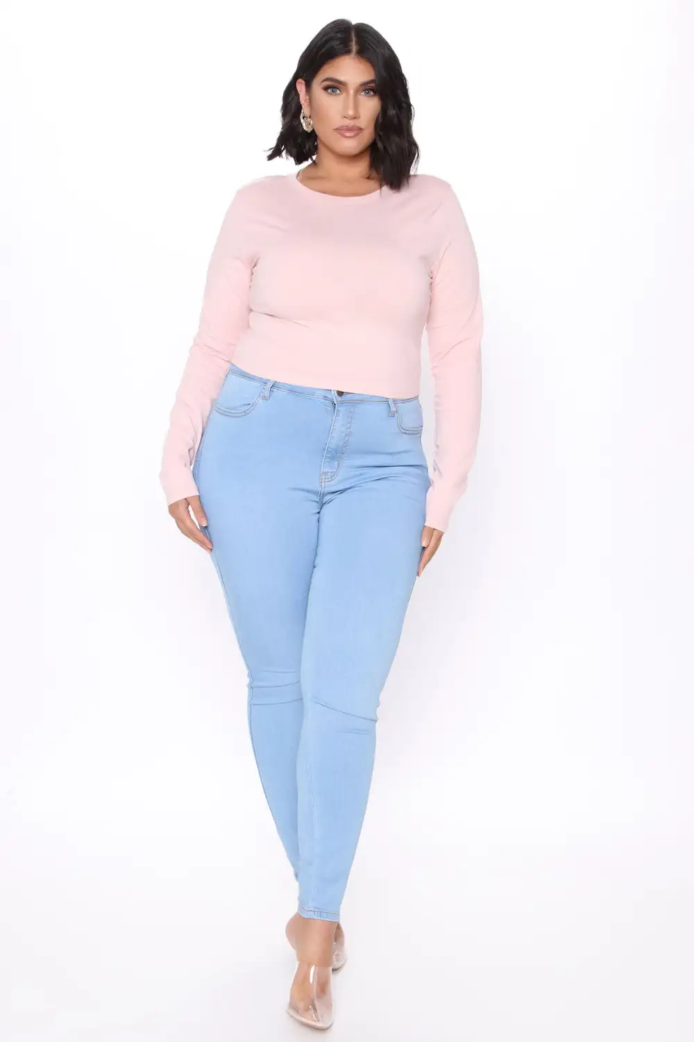 Classic Mid Rise Skinny Jeans - Light Blue Wash