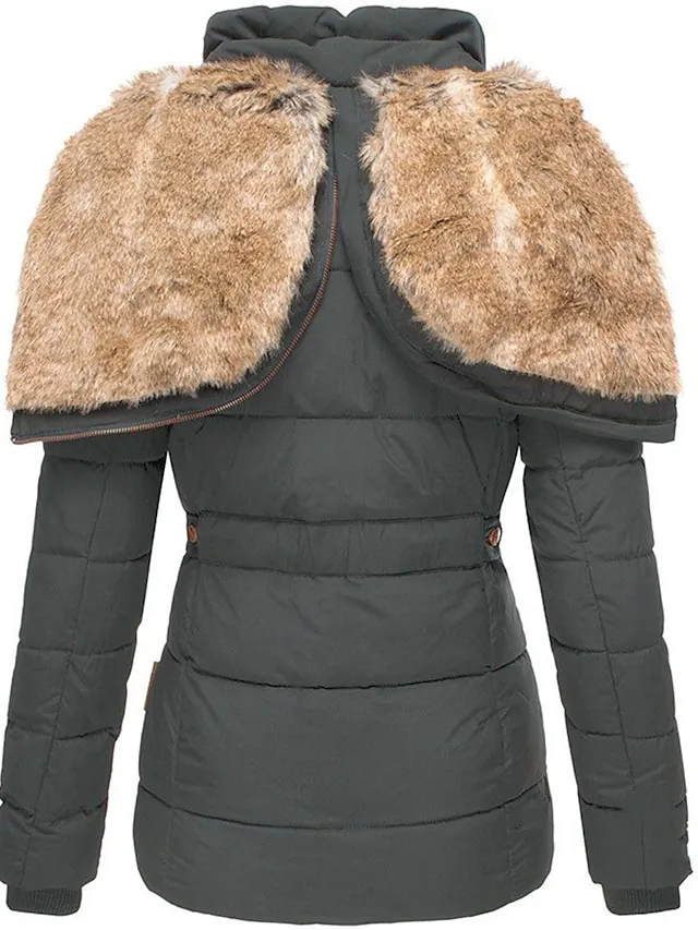 Women's Thicken Parka Fleece Puffer Jacket Coat with Drawstring