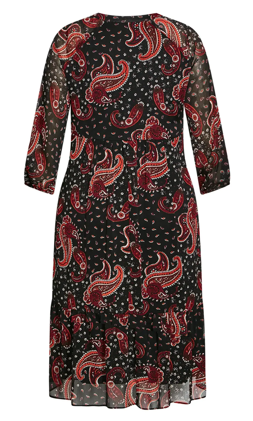 Evans Black & Red Paisley Smock Midi Dress