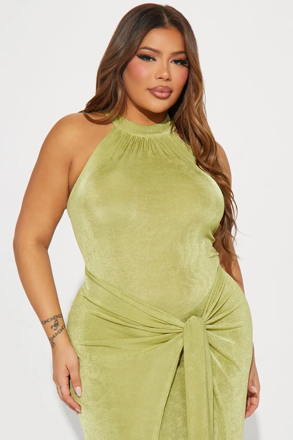 Layla Draped Maxi Dress - Chartreuse