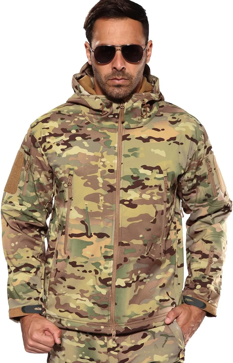Men's Outdoor Waterproof Soft Shell Hooded Military Tactical Jacket