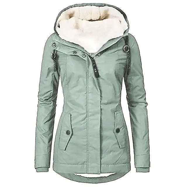 Women's Parka Street Fall Winter Puffer Jacket Long Coat Windproof Warm 3 in 1 Loose Casual Sports Jacket Long Sleeve Solid Color Zipper Purple Blushing Pink Waterpoof Daily Wear Down Parkas  Lined