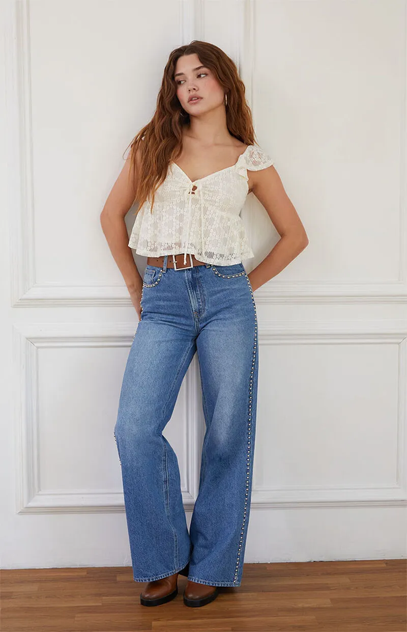 LA Hearts Keyhole Lace Babydoll Top