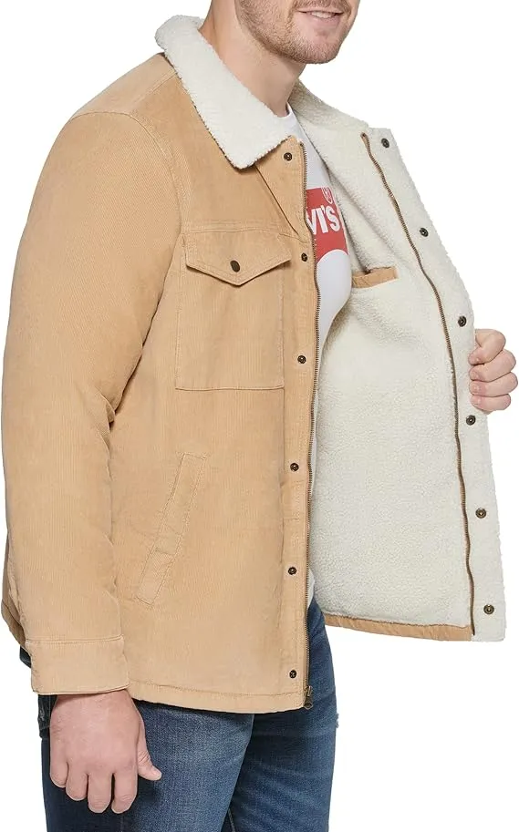 Men's Corduroy Sherpa Lined Trucker Jacket
