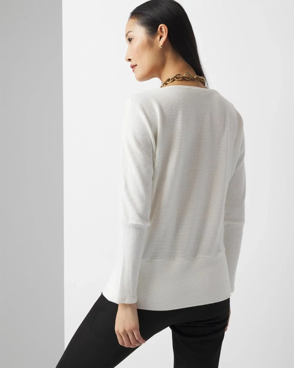 Off-The-Shoulder Ribbed Snit Pullover