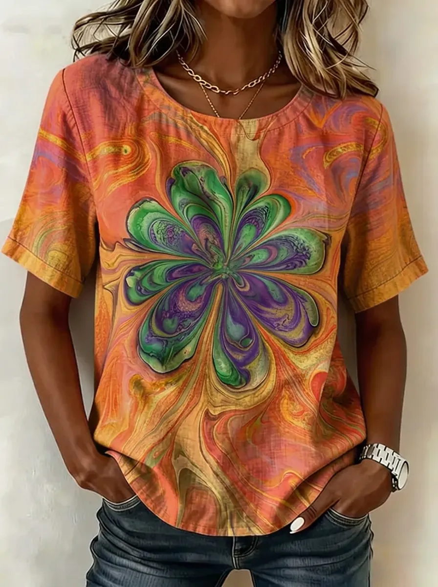 Women's Nashville Floral Swirl Printed T-shirt