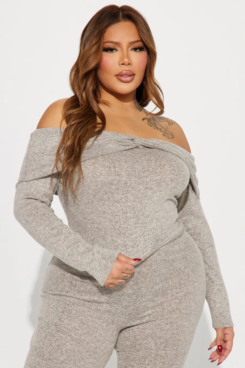 Bella Brushed Knit Pant Set - Oatmeal