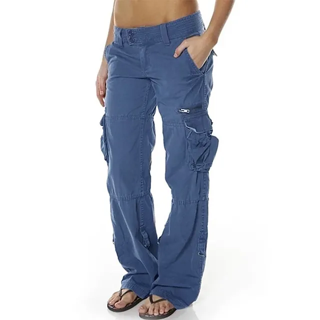 Women's Cargo Pants Tactical Cargo Pants Trousers Full Length Cotton Blend Pocket Baggy Low Waist Chic & Modern Casual / Sporty Sports Weekend Black Pink S M Summer Spring &  Fall