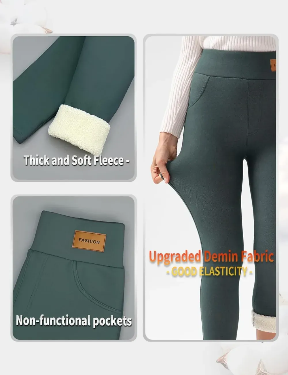 Women Winter Warm Thick Leggings Fleece Lined Stretchy Soft Thermal Sherpa Pants High Waist Tights