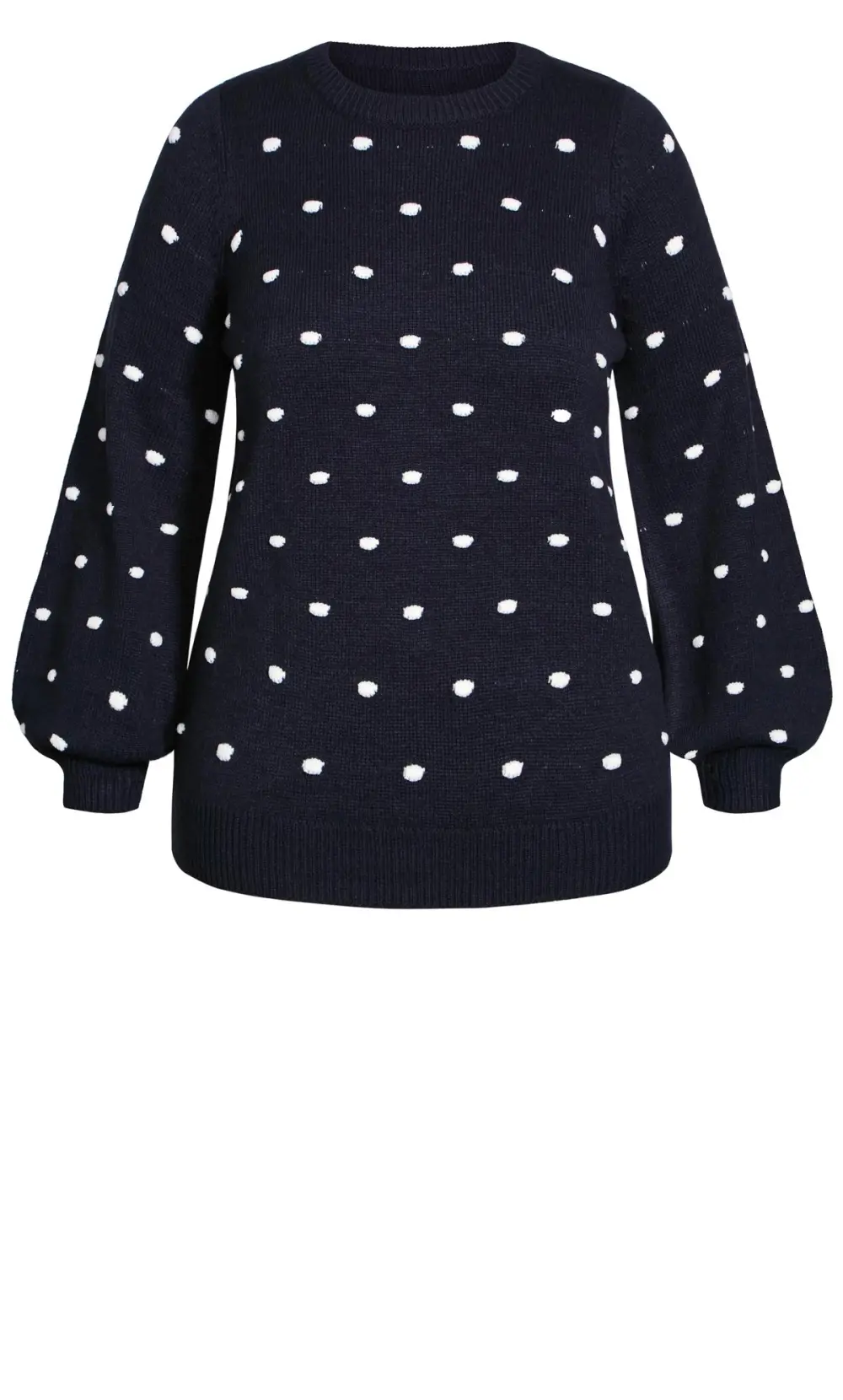 Evans Navy Blue Polka Dot Balloon Sleeve Jumper