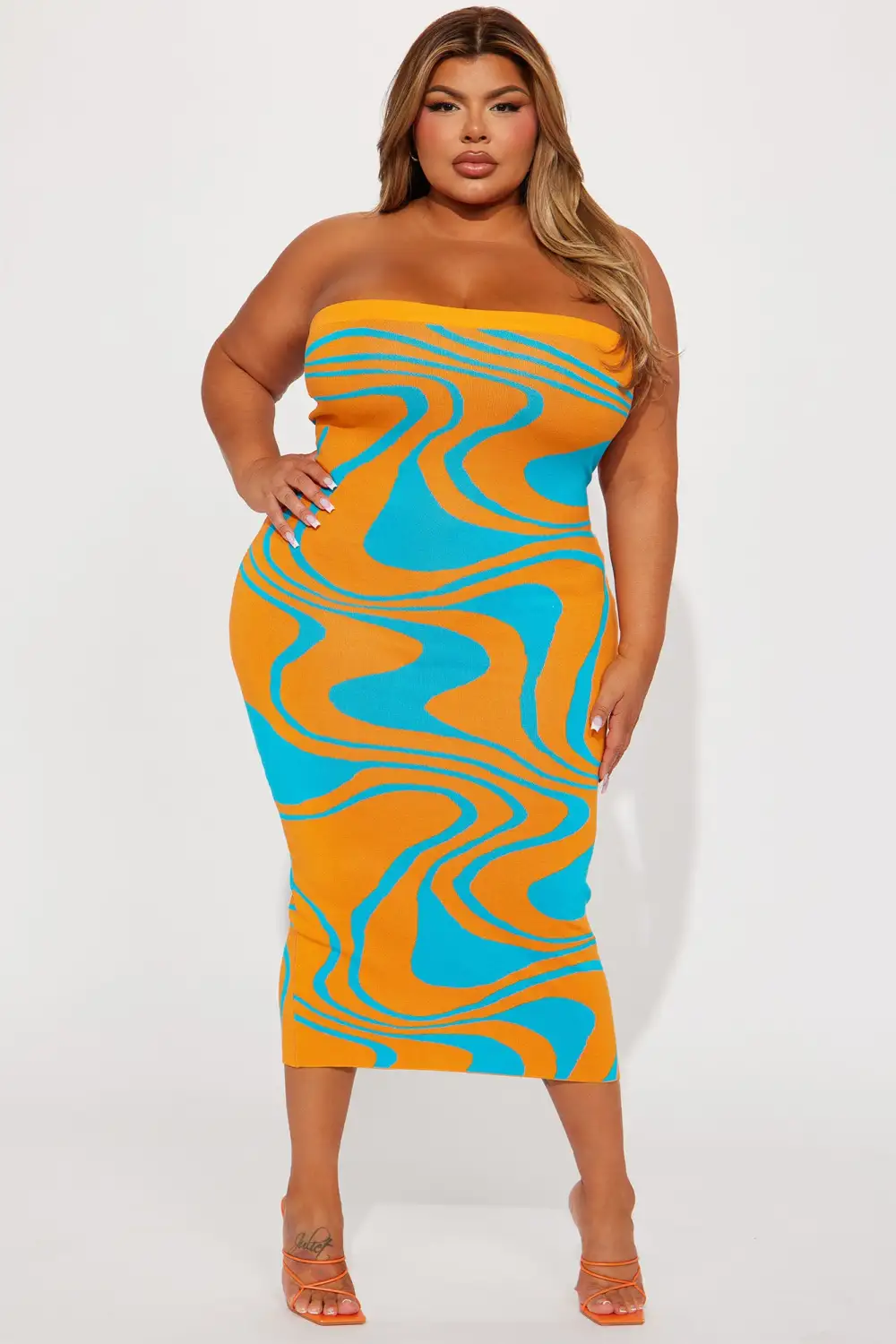 Breezy Knit Maxi Dress - Orange/combo