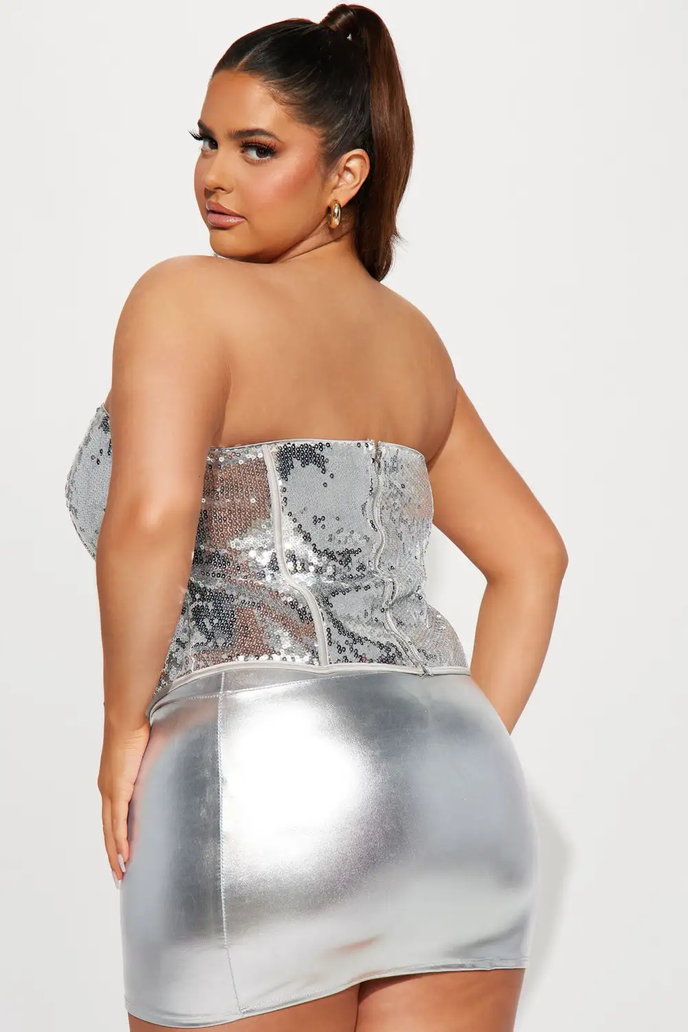 Champagne Kisses Sequin Corset Top - Silver