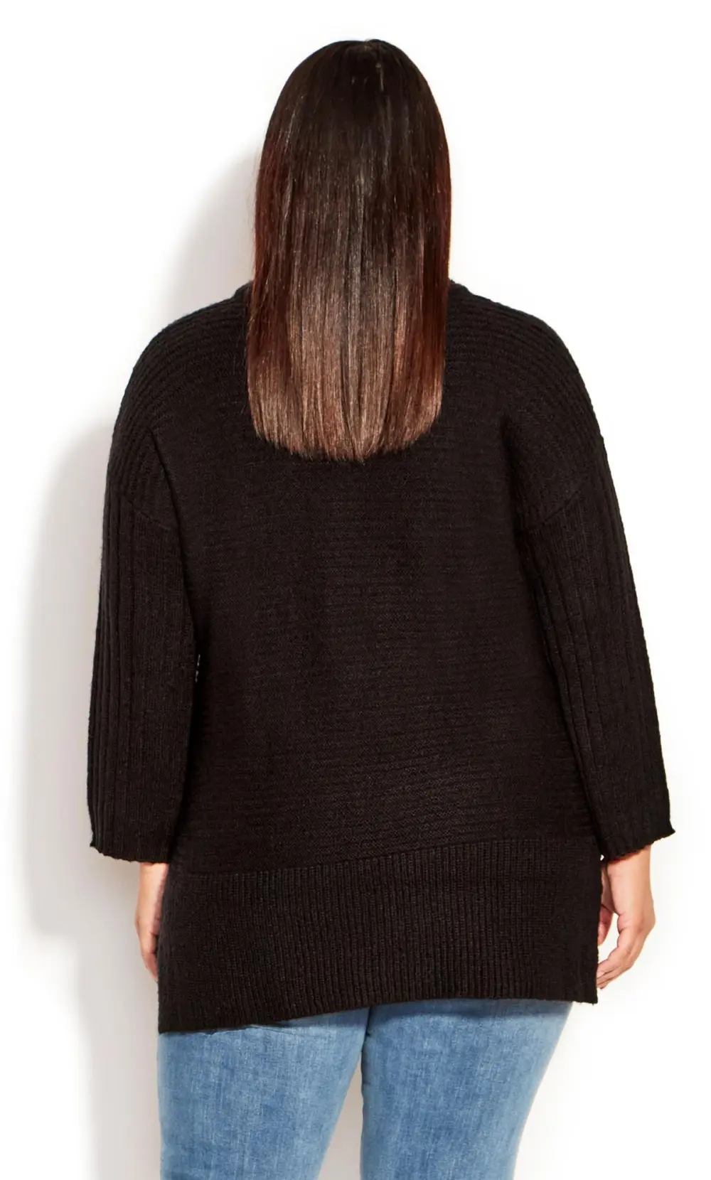 Evans Black Roll Neck Ribbed Knit Jumper
