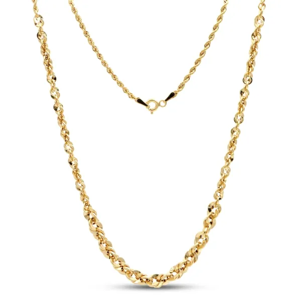 Solid Rope Chain Necklace 10K Yellow Gold 18