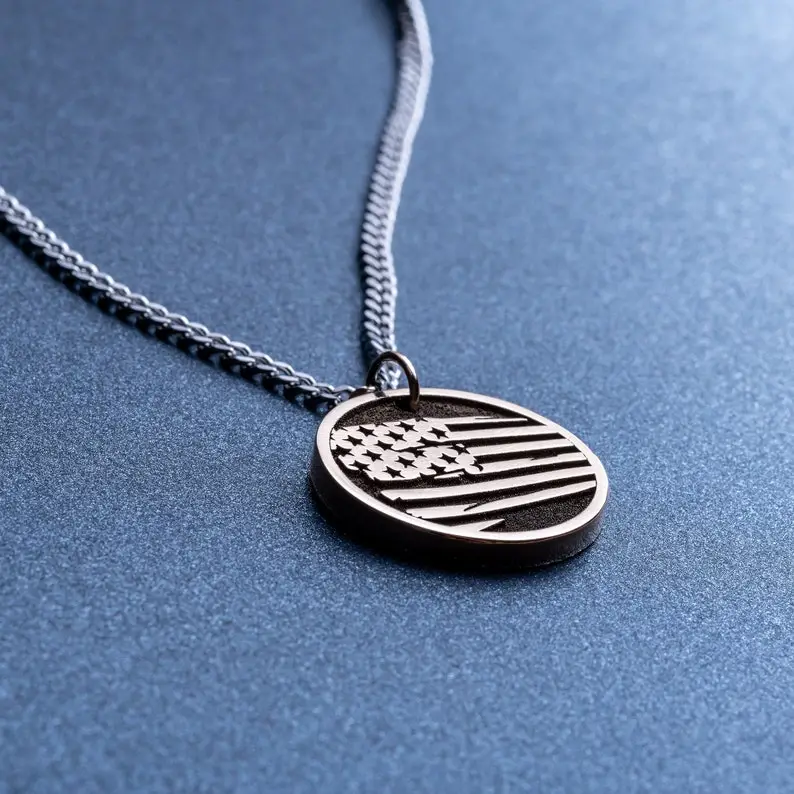 Necklace with the United States Flag. The Stars and Stripes Pendant. U.S. Flag Medallion, 4th July Gift, We the People of the United States