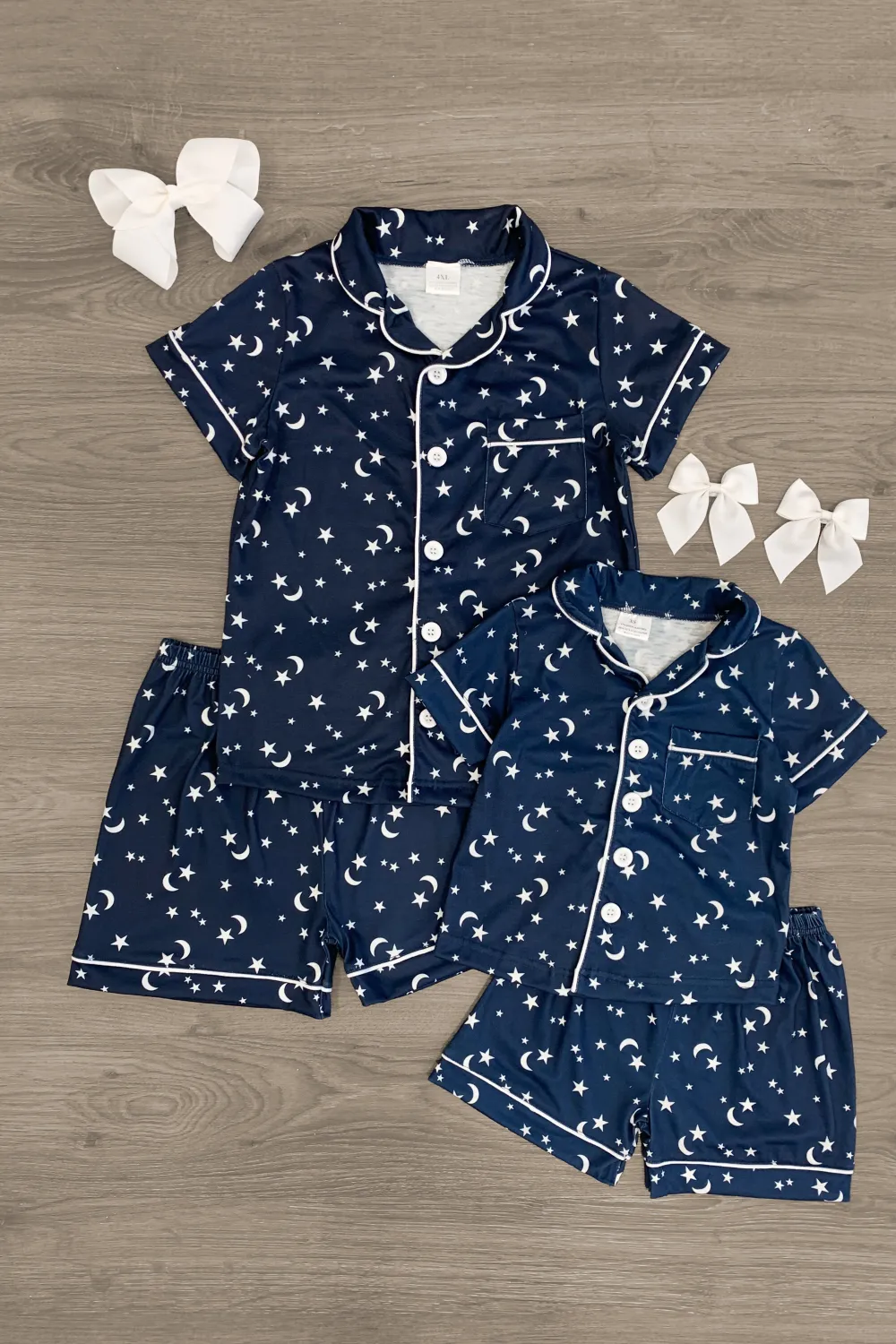 Mom & Me - Navy Blue Moons & Stars Pajamas