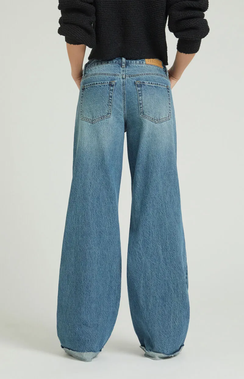 PacSun Casey Medium Indigo Drawstring Low Rise Baggy Jeans
