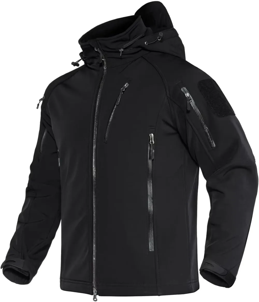 Men's Tactical Jacket 8 Pockets Water Resistant Jacket Softshell Fleece Lined Jacket Winter Coats Ski Jacket