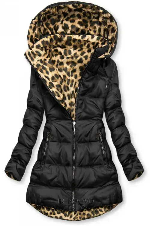 Ladies double wear leopard print parka coat