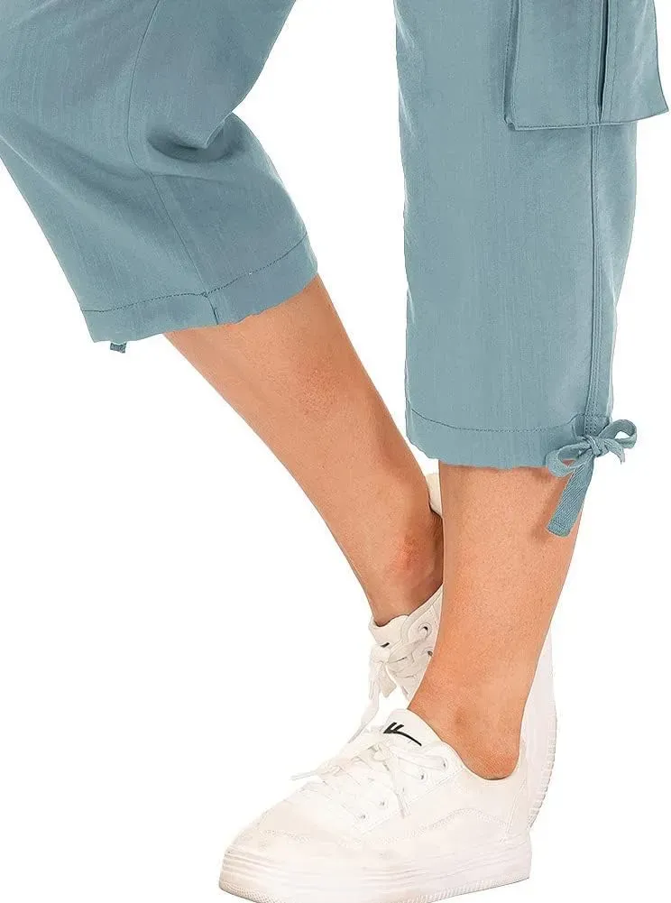MoFiz Womens Capris with Pockets Loose Fit Casual Capri Pants Dressy Lightweight Ladies Baggy Cargo Pants for Hiking