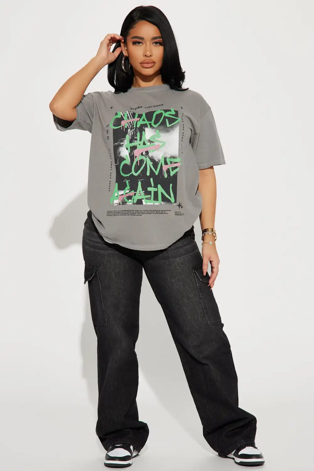 Chaos Has Come Front And Back Graphic Tee - Grey