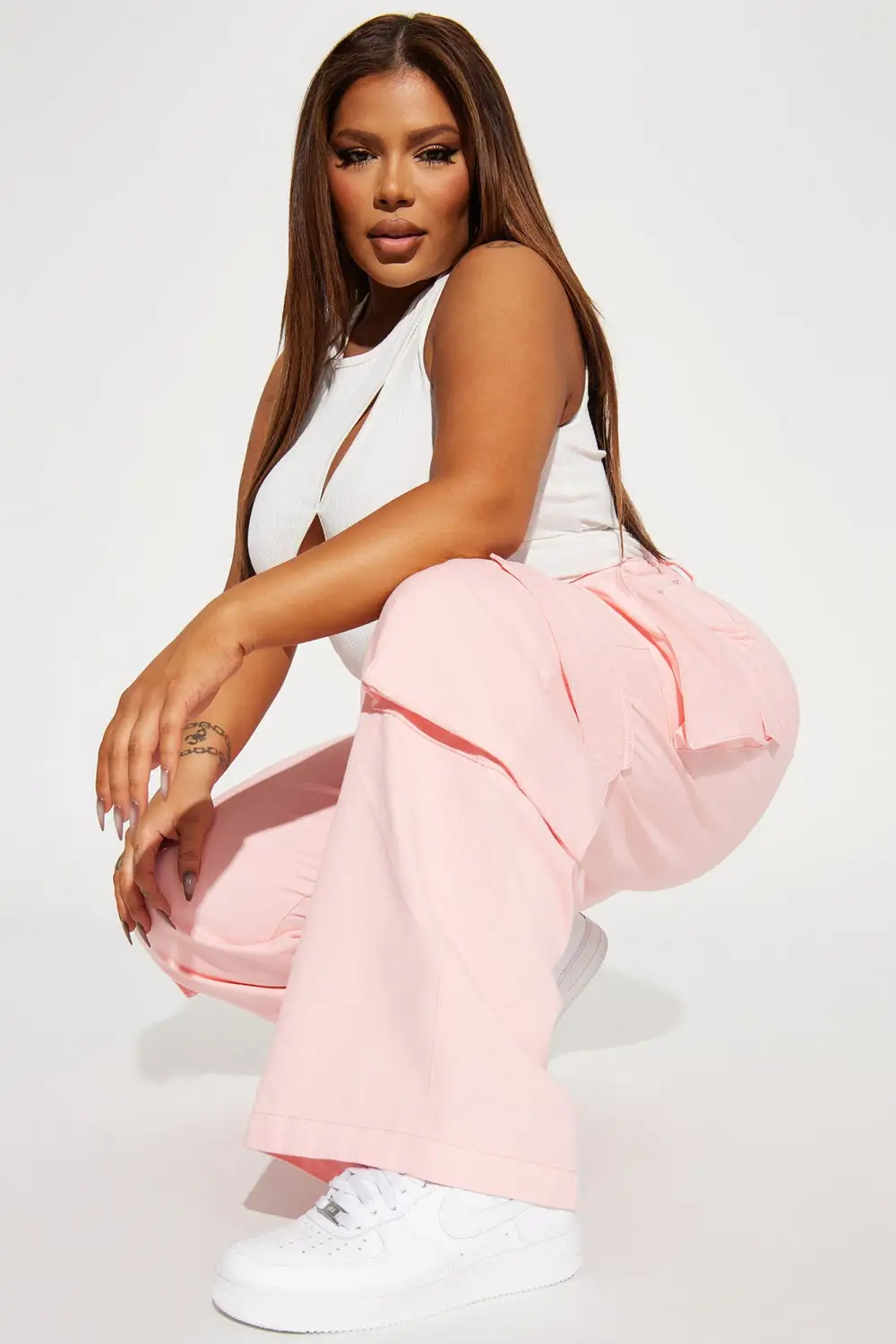 Wear Me Out Baggy Cargo Jeans - Pink
