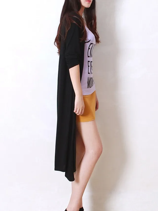 Women's Cardigan Sweater Open Front Ribbed Knit Modal Oversized Summer Fall Long Daily Going out Weekend Stylish Casual Soft Long Sleeve Solid Color Black White Yellow One-Size