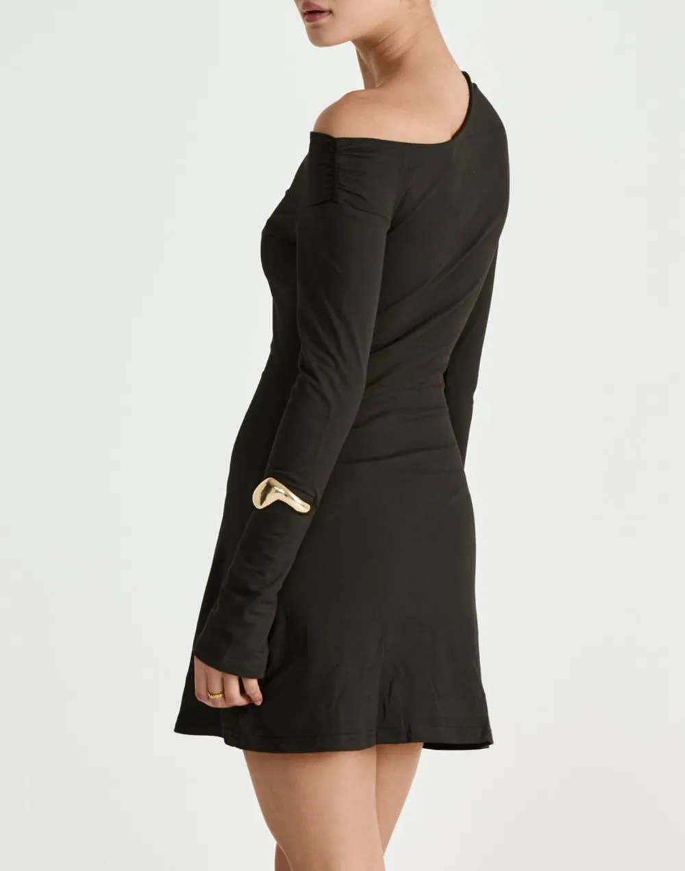 Designer Asymmetric Neckline Mini Dress