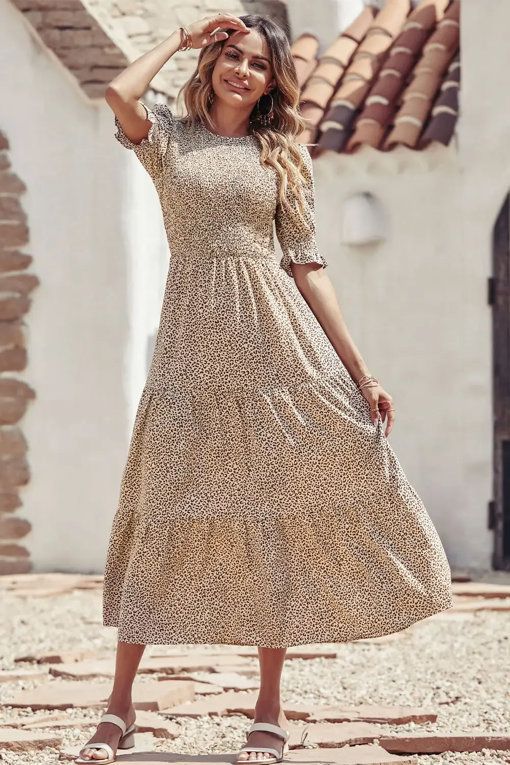 Summer Ruffle Bohemian Tiered Smocked Maxi Dress